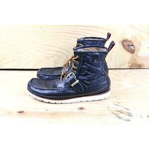 Polo Ralph Lauren Boots Mens 13D Black Leather Quilted Saddleworth III Combat